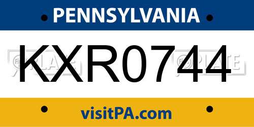 KXR0744 Pennsylvania License Plate