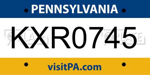 KXR0745 Pennsylvania License Plate