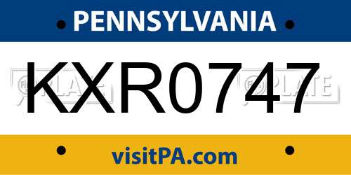 KXR0747 Pennsylvania License Plate