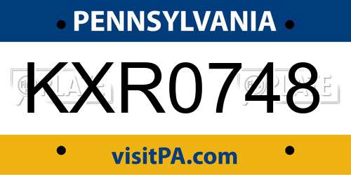 KXR0748 Pennsylvania License Plate