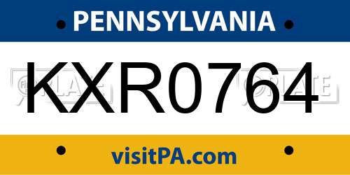 KXR0764 Pennsylvania License Plate