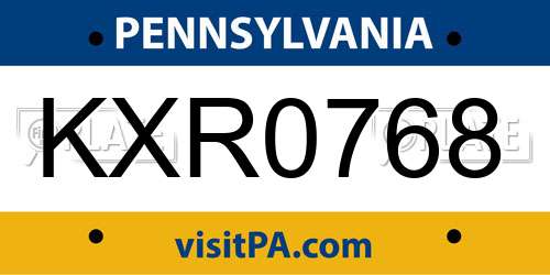 KXR0768 Pennsylvania License Plate