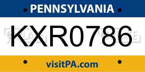 KXR0786 Pennsylvania License Plate