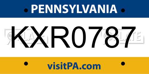 KXR0787 Pennsylvania License Plate