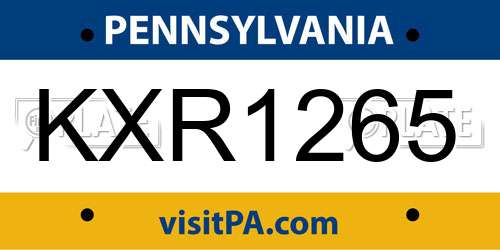 KXR1265 Pennsylvania License Plate