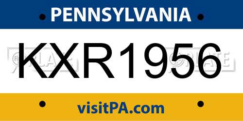 KXR1956 Pennsylvania License Plate