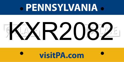 KXR2082 Pennsylvania License Plate