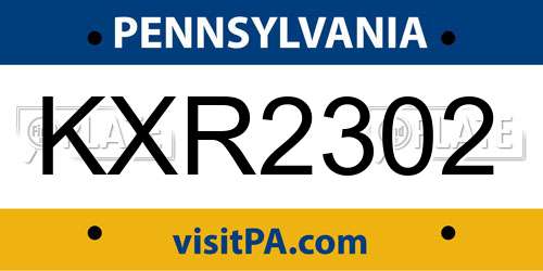 KXR2302 Pennsylvania License Plate