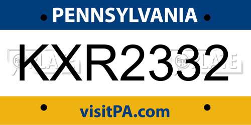 KXR2332 Pennsylvania License Plate