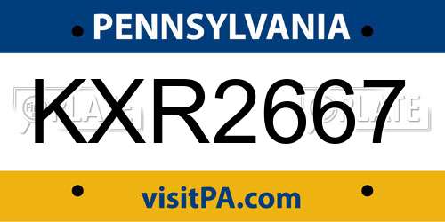 KXR2667 Pennsylvania License Plate