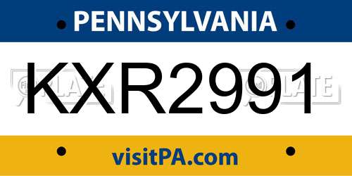 KXR2991 Pennsylvania License Plate