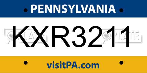 KXR3211 Pennsylvania License Plate