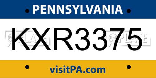 KXR3375 Pennsylvania License Plate