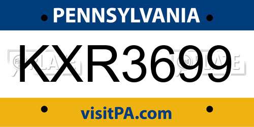 KXR3699 Pennsylvania License Plate