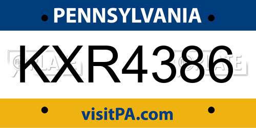KXR4386 Pennsylvania License Plate