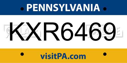 KXR6469 Pennsylvania License Plate
