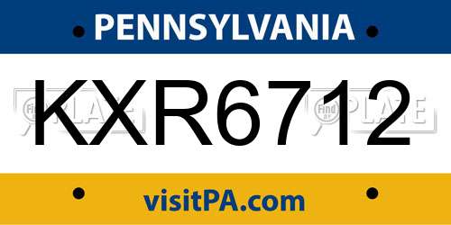 KXR6712 Pennsylvania License Plate