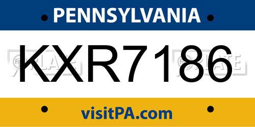 KXR7186 Pennsylvania License Plate