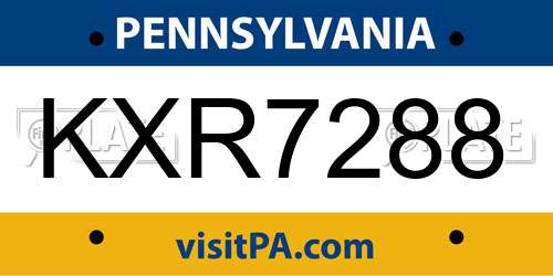 KXR7288 Pennsylvania License Plate