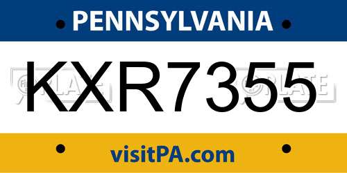 KXR7355 Pennsylvania License Plate