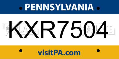 KXR7504 Pennsylvania License Plate