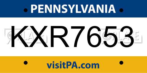 KXR7653 Pennsylvania License Plate