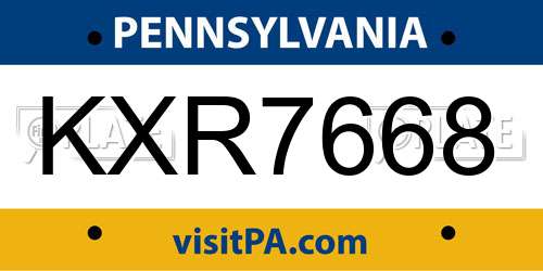 KXR7668 Pennsylvania License Plate