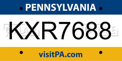 KXR7688 Pennsylvania License Plate