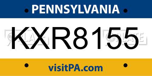 KXR8155 Pennsylvania License Plate