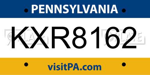 KXR8162 Pennsylvania License Plate