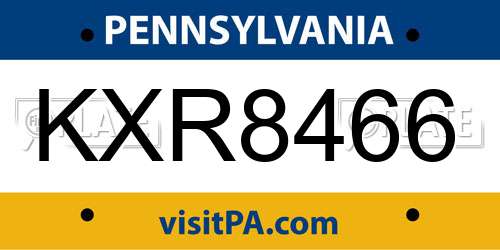 KXR8466 Pennsylvania License Plate