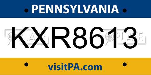 KXR8613 Pennsylvania License Plate