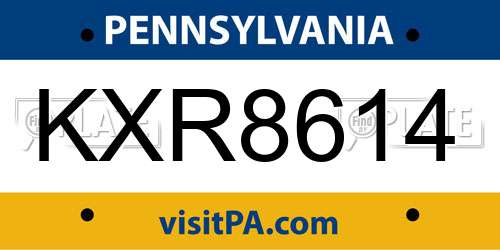 KXR8614 Pennsylvania License Plate