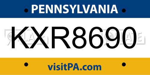 KXR8690 Pennsylvania License Plate