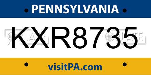 KXR8735 Pennsylvania License Plate
