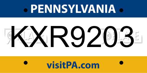 KXR9203 Pennsylvania License Plate