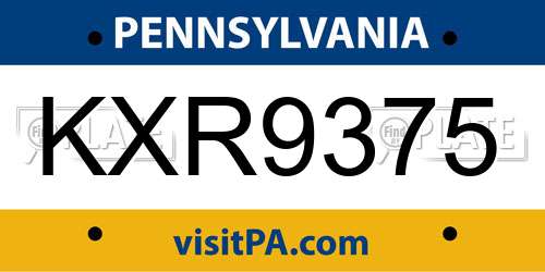 KXR9375 Pennsylvania License Plate