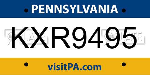 KXR9495 Pennsylvania License Plate