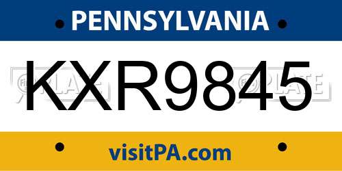 KXR9845 Pennsylvania License Plate