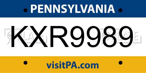 KXR9989 Pennsylvania License Plate