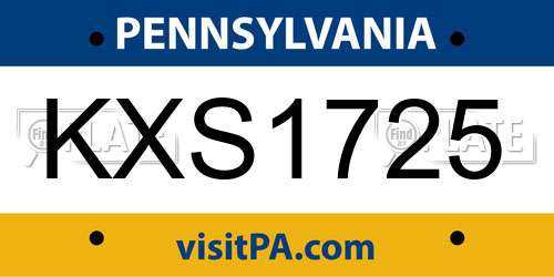 KXS1725 Pennsylvania License Plate