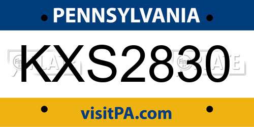 KXS2830 Pennsylvania License Plate