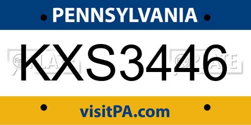 KXS3446 Pennsylvania License Plate