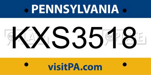 KXS3518 Pennsylvania License Plate
