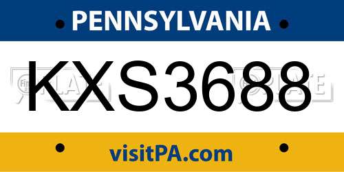KXS3688 Pennsylvania License Plate
