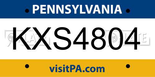 KXS4804 Pennsylvania License Plate