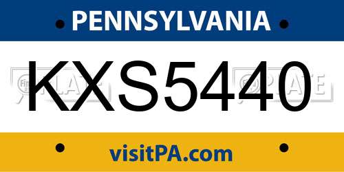 KXS5440 Pennsylvania License Plate