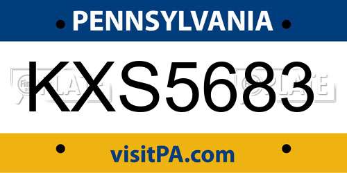 KXS5683 Pennsylvania License Plate