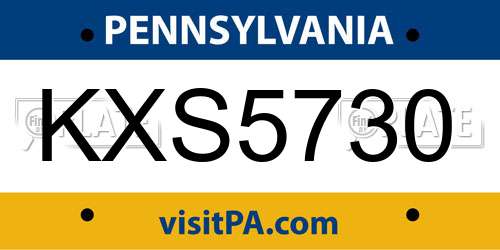 KXS5730 Pennsylvania License Plate