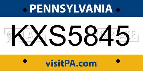 KXS5845 Pennsylvania License Plate